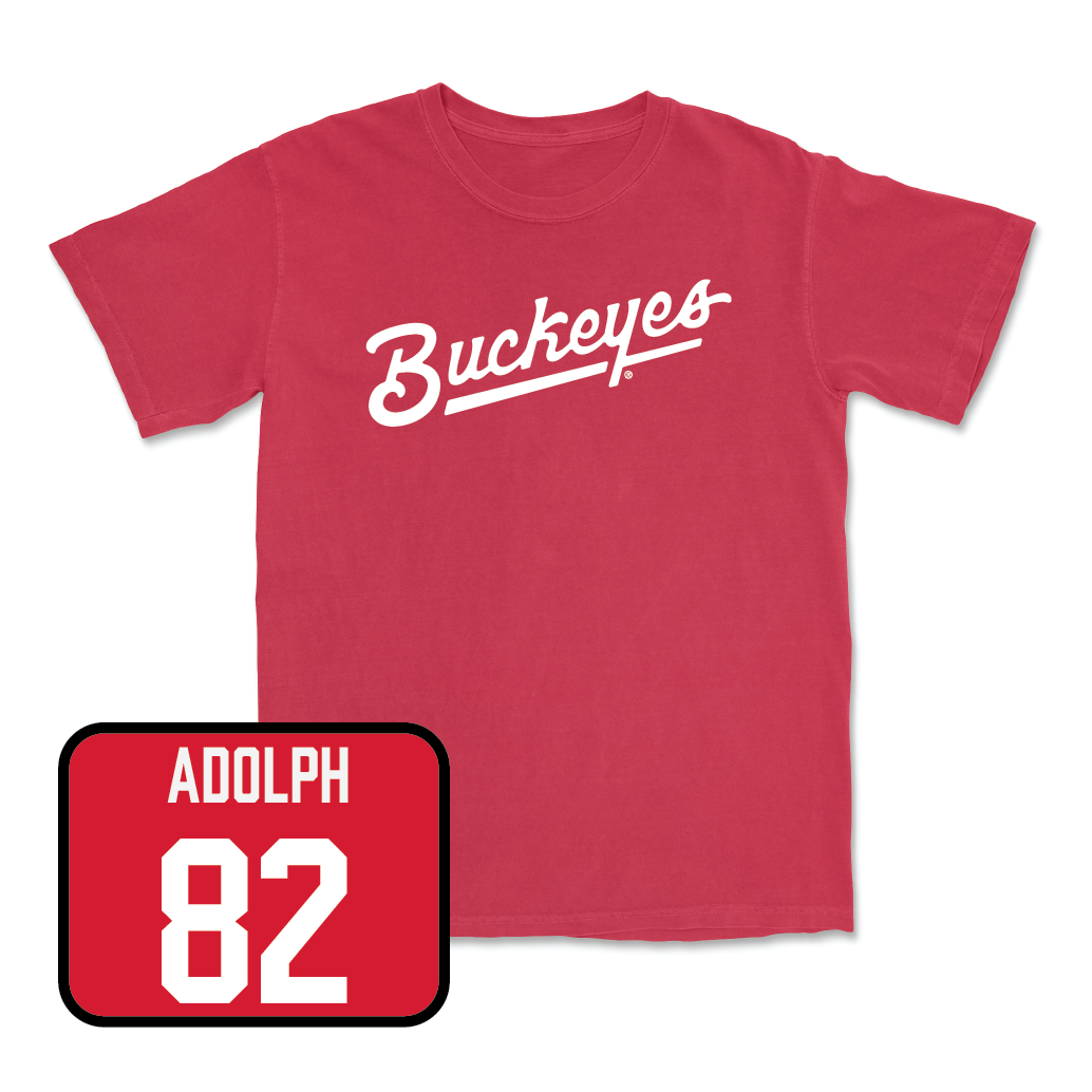 Red Football Script Tee - David Adolph