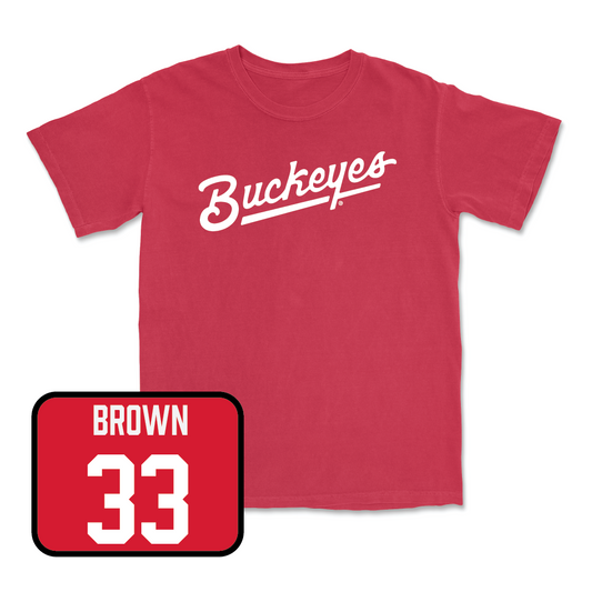 Red Football Script Tee - Devin Brown