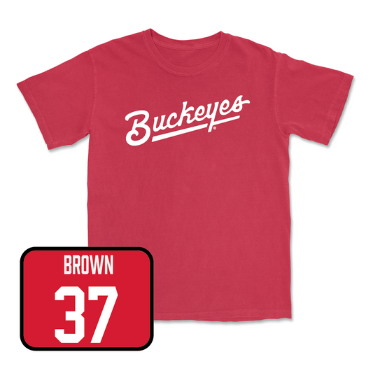 Red Baseball Script Tee - Zach Brown