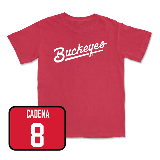 Red Baseball Script Tee - Isaac Cadena