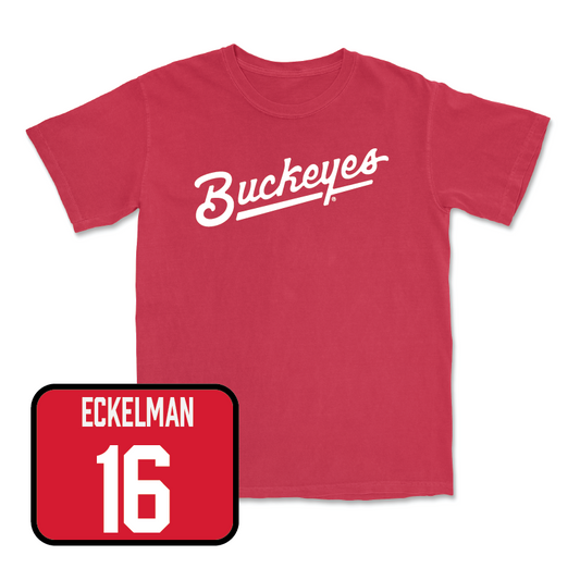 Red Baseball Script Tee  - mason eckelman