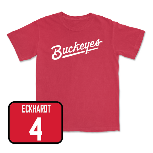 Red Baseball Script Tee  - Justin Eckhardt