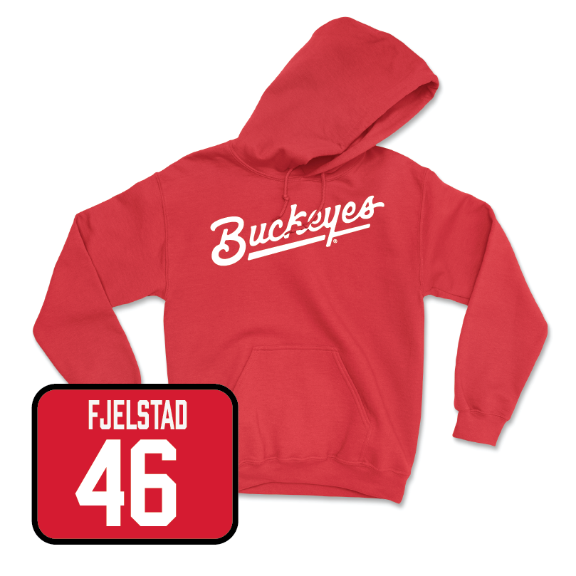 Red Baseball Script Hoodie  - Zach Fjelstad