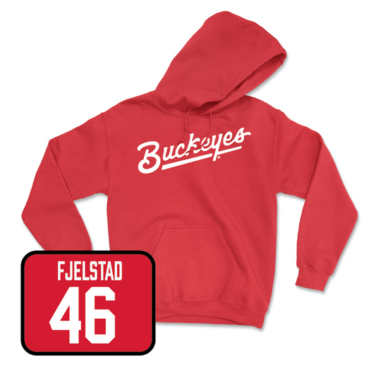 Red Baseball Script Hoodie  - Zach Fjelstad