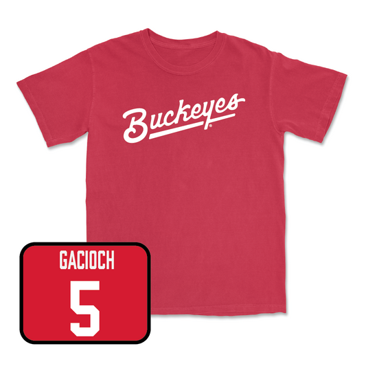 Red Women's Soccer Script Tee - Mirann Gacioch