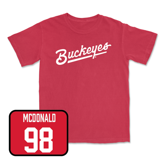 Red Football Script Tee   - Kayden McDonald