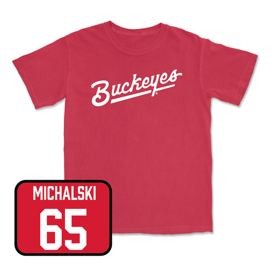 Red Football Script Tee - Zenuae Michalski