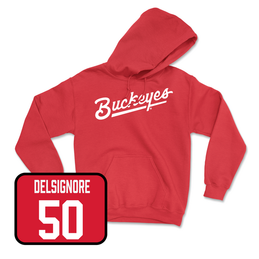 Red Football Script Hoodie Youth Small / Alec DelSignore | #50