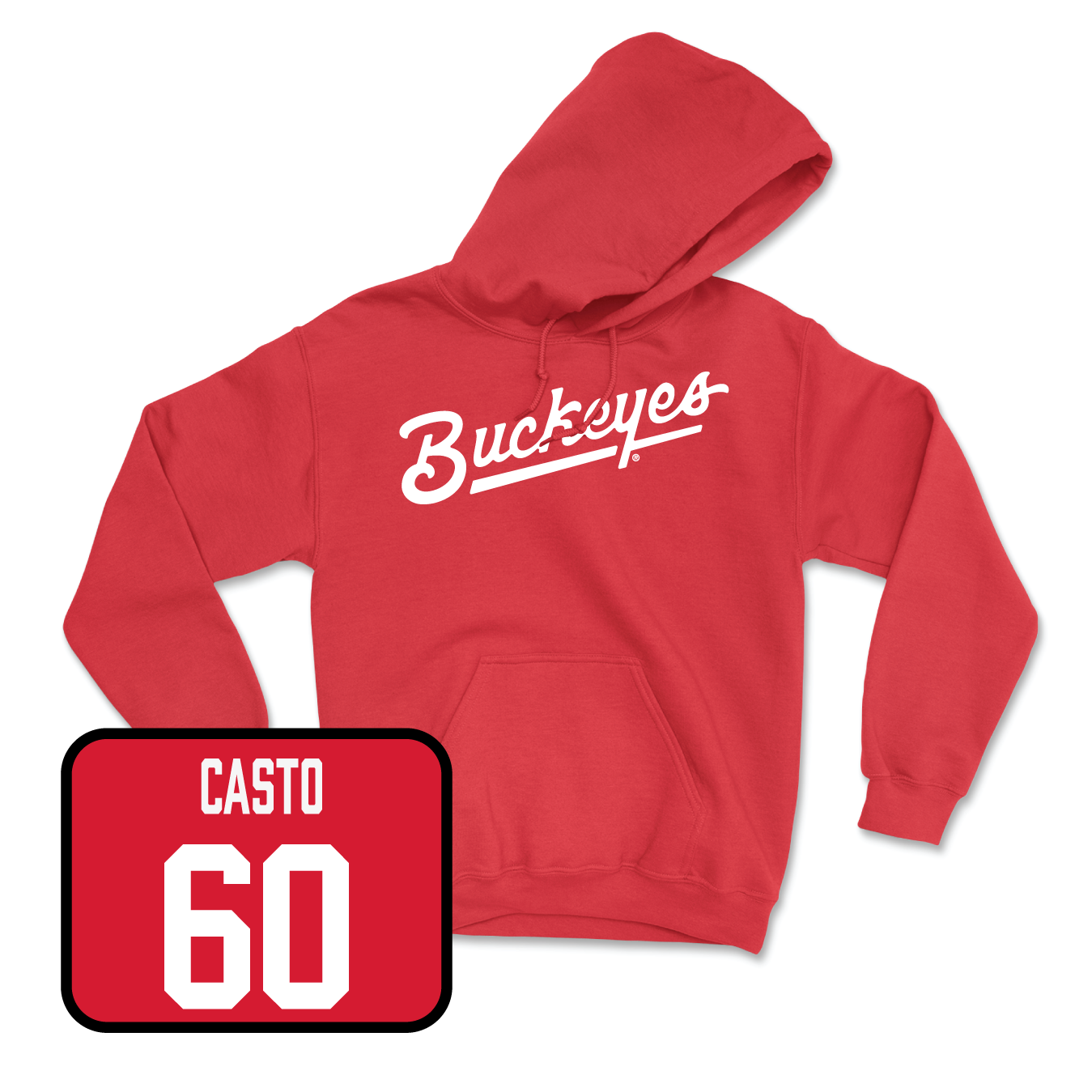 Red Football Script Hoodie 2 Youth Small / Cade Casto | #60