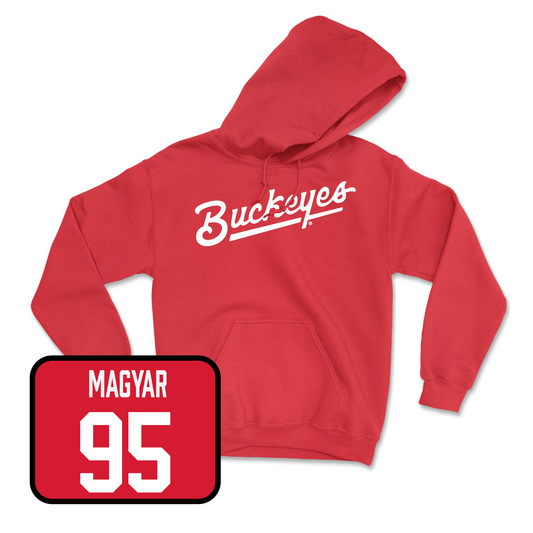 Red Football Script Hoodie 2 Youth Small / Casey Magyar | #95