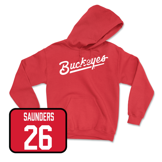 Red Football Script Hoodie 3 Youth Small / Cayden Saunders | #26