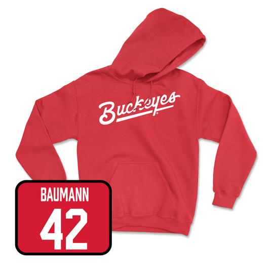 Red Men's Basketball Script Hoodie Youth Small / Colby Baumann | #42