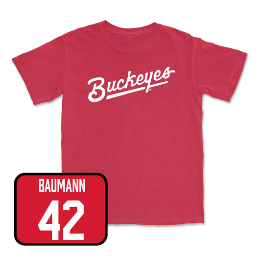 Red Men's Basketball Script Tee Youth Small / Colby Baumann | #42