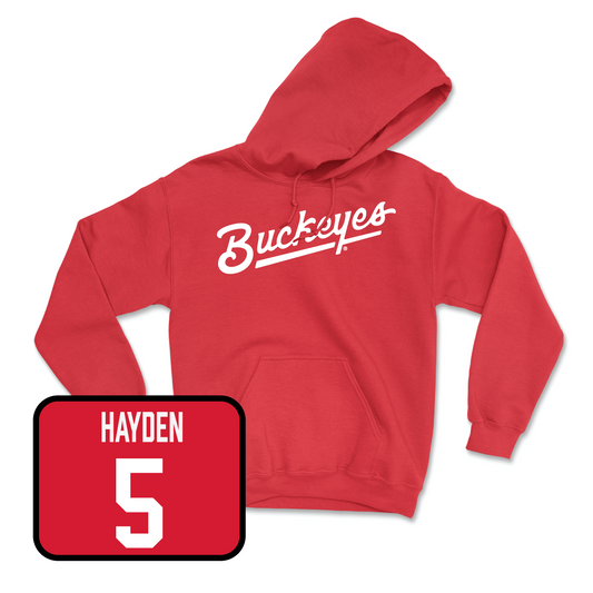 Red Football Script Hoodie 3 Youth Small / Dallan Hayden | #5