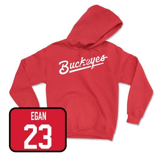 Red Women's Volleyball Script Hoodie Youth Small / Grace Egan | #23