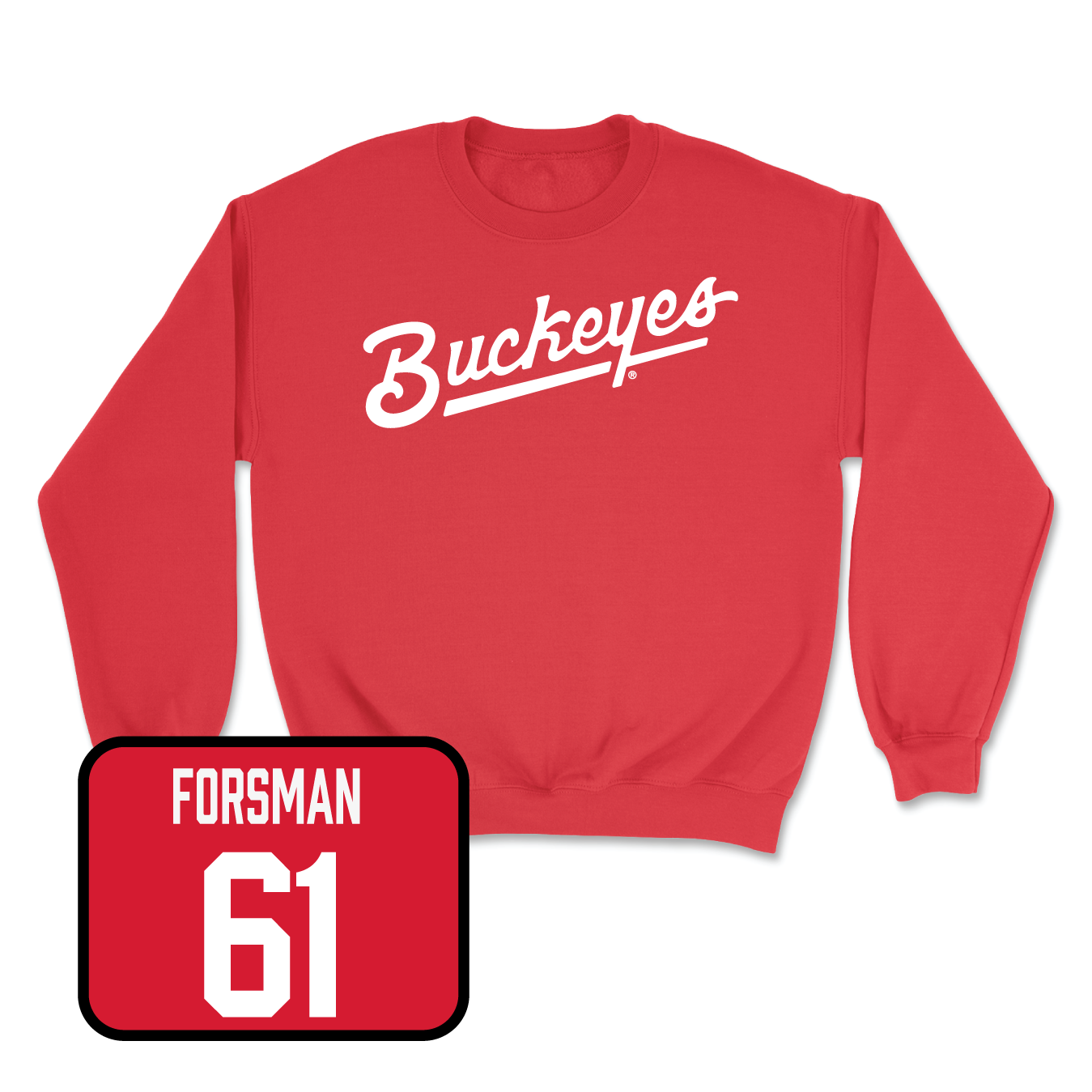Red Football Script Crew 5 Youth Small / Jack Forsman | #61
