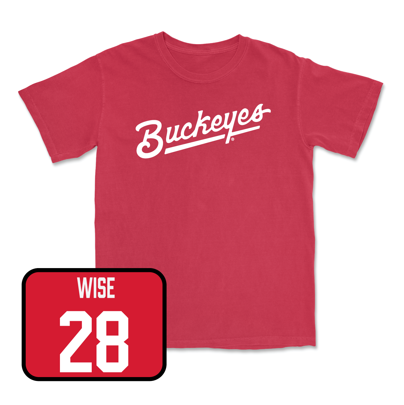Red Men's Ice Hockey Script Tee Youth Small / Jake Wise | #28