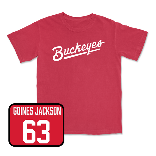 Red Football Script Tee 7 Youth Small / Julian Goines Jackson | #63