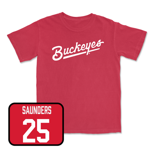 Red Football Script Tee 7 Youth Small / Kai Saunders | #25