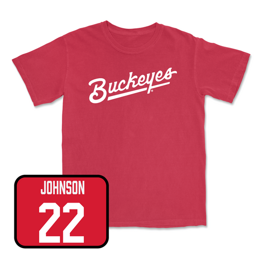 Red Women's Lacrosse Script Tee 4 Youth Small / Sarah Johnson | #22