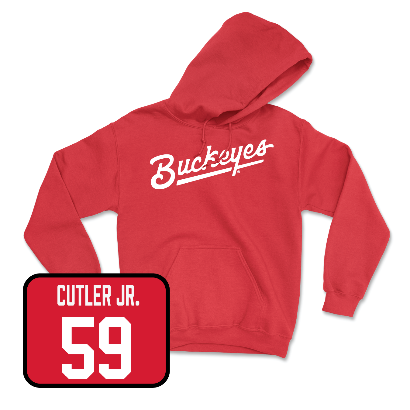 Red Football Script Hoodie 10 Youth Small / Victor Cutler Jr. | #59