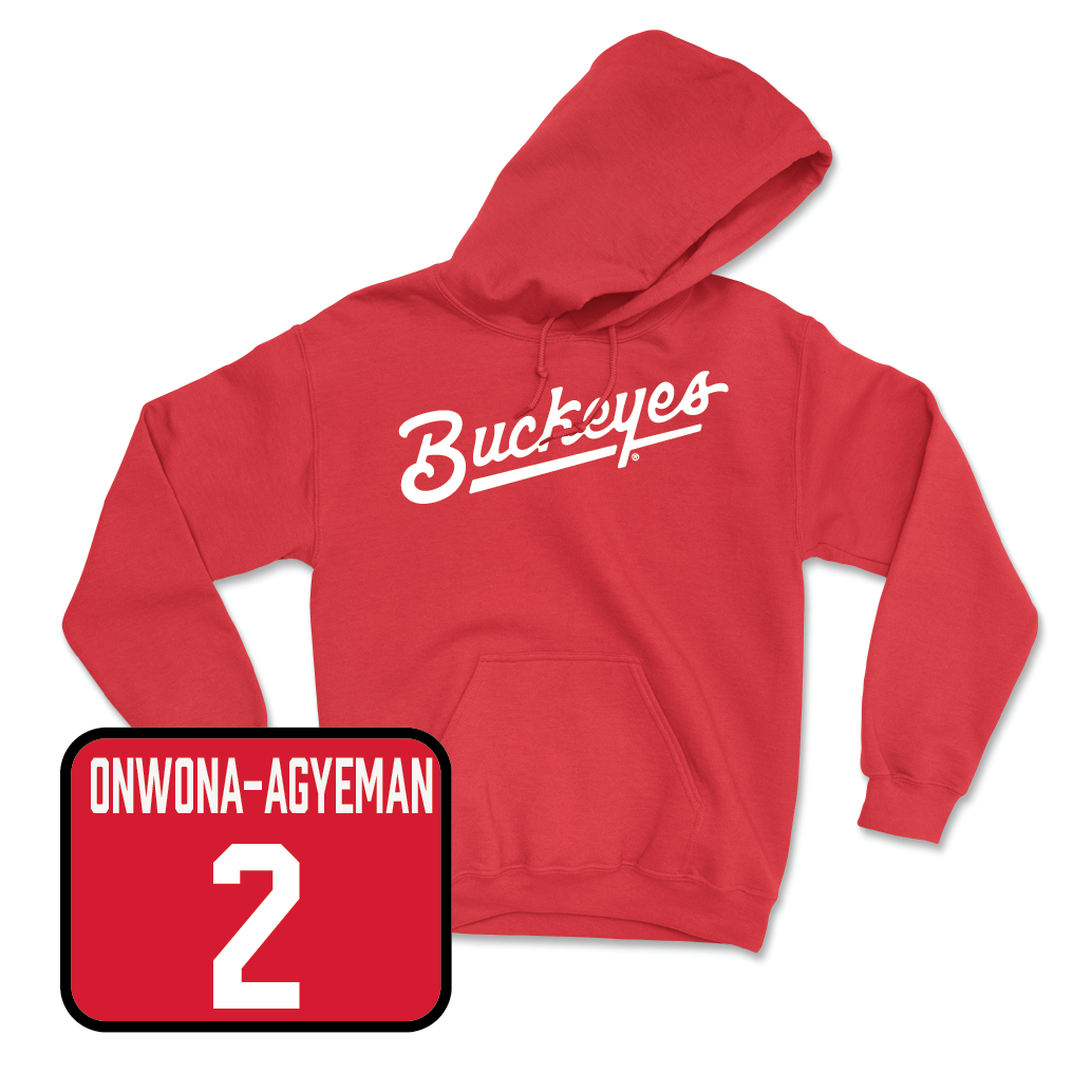 Red Men's Soccer Script Hoodie - Dyland Onwona-Agyeman