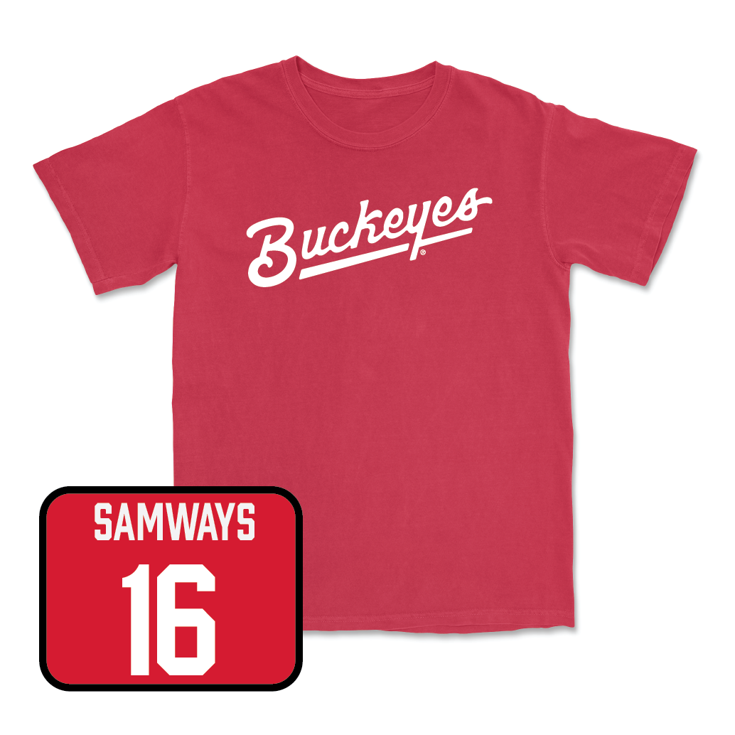 Red Men's Soccer Script Tee - Anthony Samways