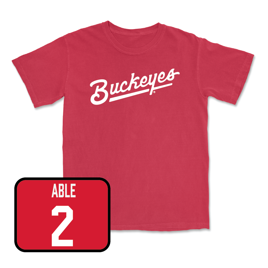 Red Men's Ice Hockey Script Tee  - Chris Able