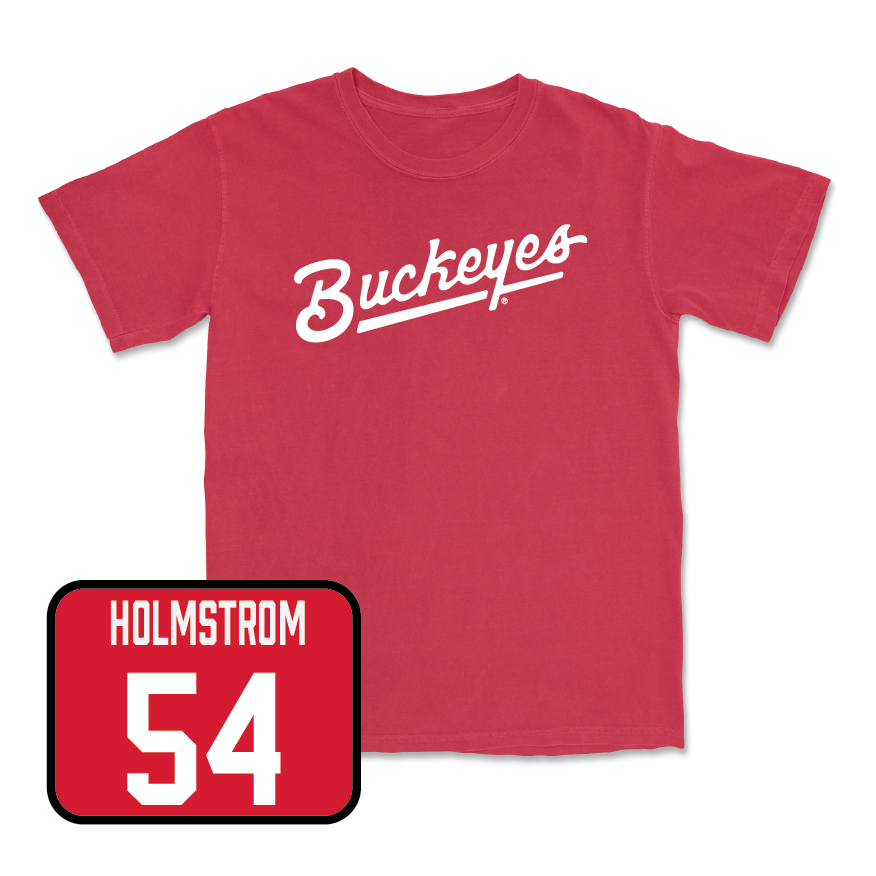 Red Baseball Script Tee  - Keegan Holmstrom