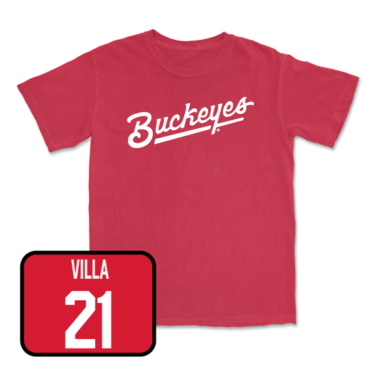 Red Men's Soccer Script Tee  - Tommaso Villa