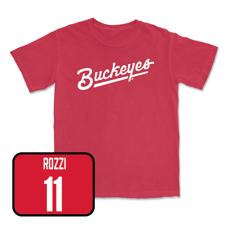 Red Men's Ice Hockey Script Tee  - Jake Rozzi