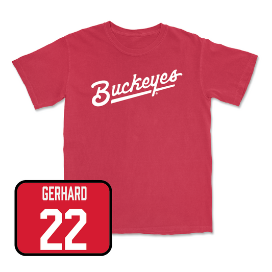 Red Softball Script Tee   - Layna Gerhard