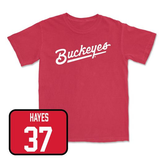 Red Football Script Tee   - Zach Hayes